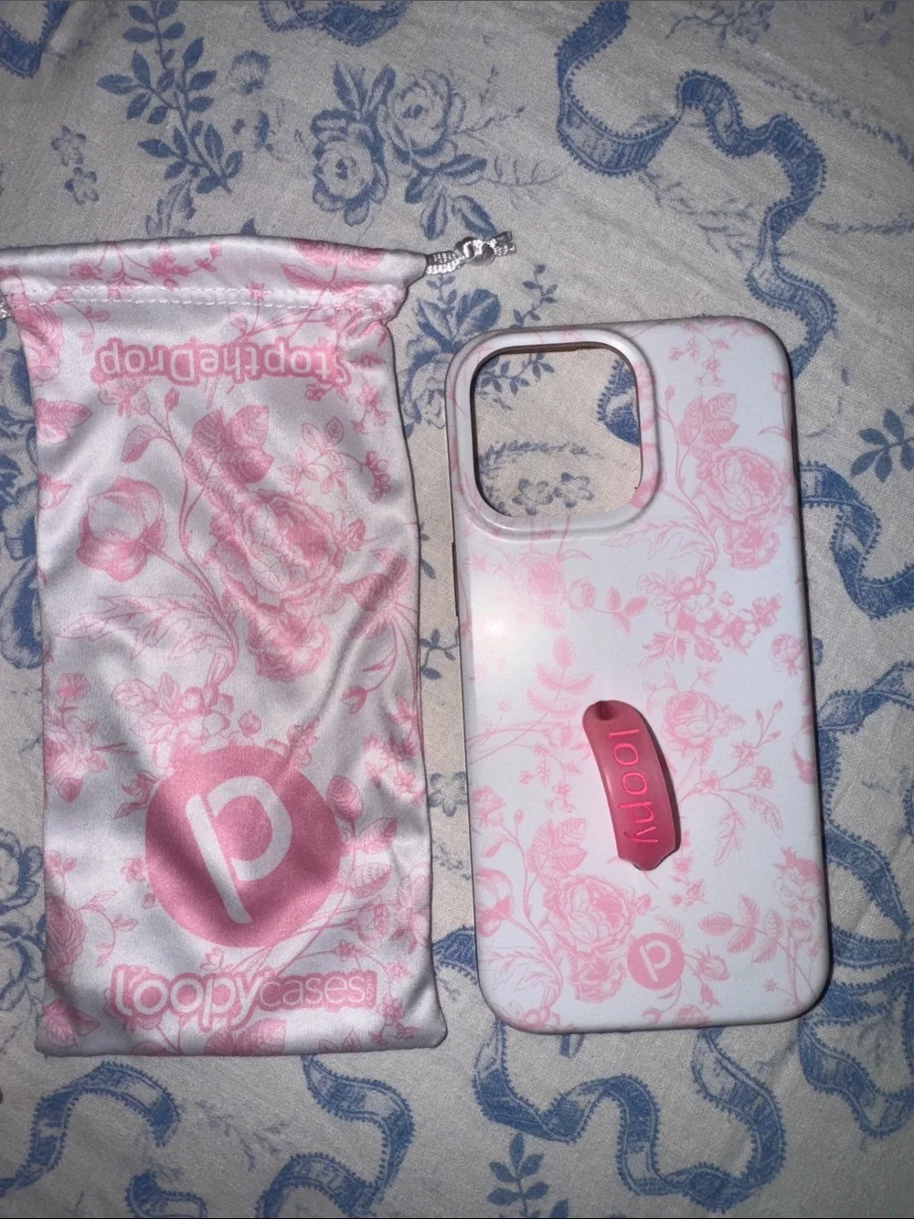 Set of 2 Loopy Pink iPhone 15 pro max Cases with dust bags